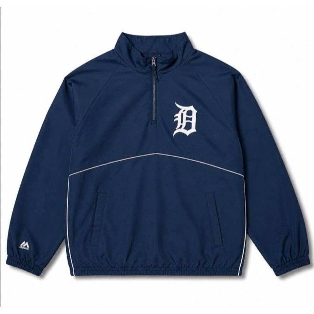 Vintage Detroit Tigers Pullover Jacket Mens XL Baseball Blue MLB Windbreaker